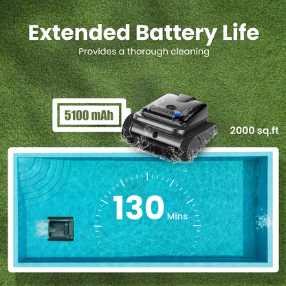 2025 Upgraded Y50 Auto Swimming Pool Cleaner Powerful Cordless Robotic Cleaner with 4 Motors Self-Parking for Above Ground Pools