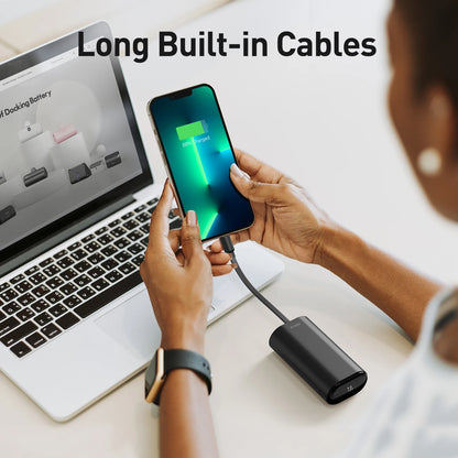 IWALK portable power bank with large capacity and fast charging comes with 9600mAh built-in cable suitable for iPhone Lightning