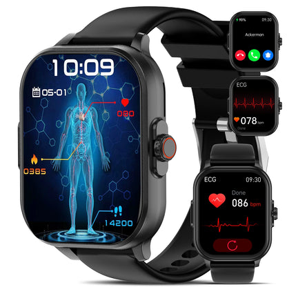 2026 New AI Healthy Diagnose ECG+PPG Smart Watch Blood Lipid Uric Acid Bluetooth Call Blood Pressure Health Smartwatch Women