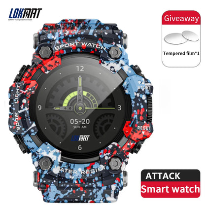 LOKMAT New ATTACK Outdoor Sport Smart Watch Wireless Calls Message Push Rugged Smartwatches Flashlight Fitness Tracker for Phone