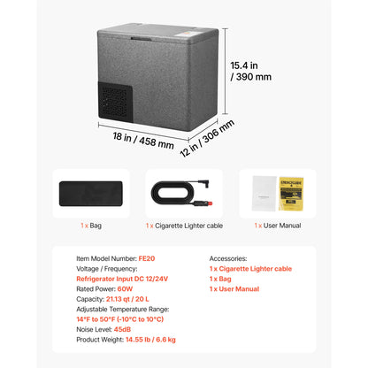 SucceBuy 12 Volt Refrigerator 20L/40L Portable Ultra-Light EPP Freezer APP Control Electric Compressor for Truck Travel Camping