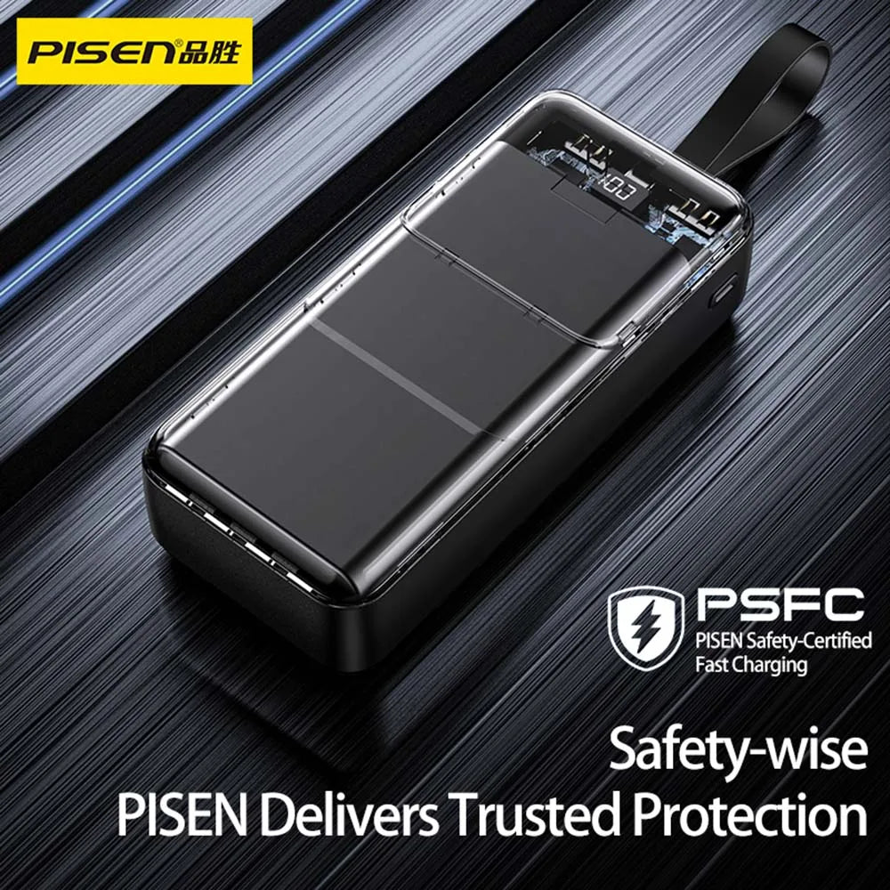 PISEN 22.5W Power Bank 30000mAh Large Capacity QC PD 3.0 Fast Charging PowerBank 20W Portable External Battery For iPhone Samsung Xiaomi Huawei Headphones