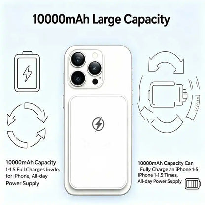 Magnetic Wireless Power Bank 10000mAh 25W Fast Charging Portable Charger Compatible with iPhone 17/16/15/14/13/12/11 Pro Max MagSafe Battery Pack for Trave