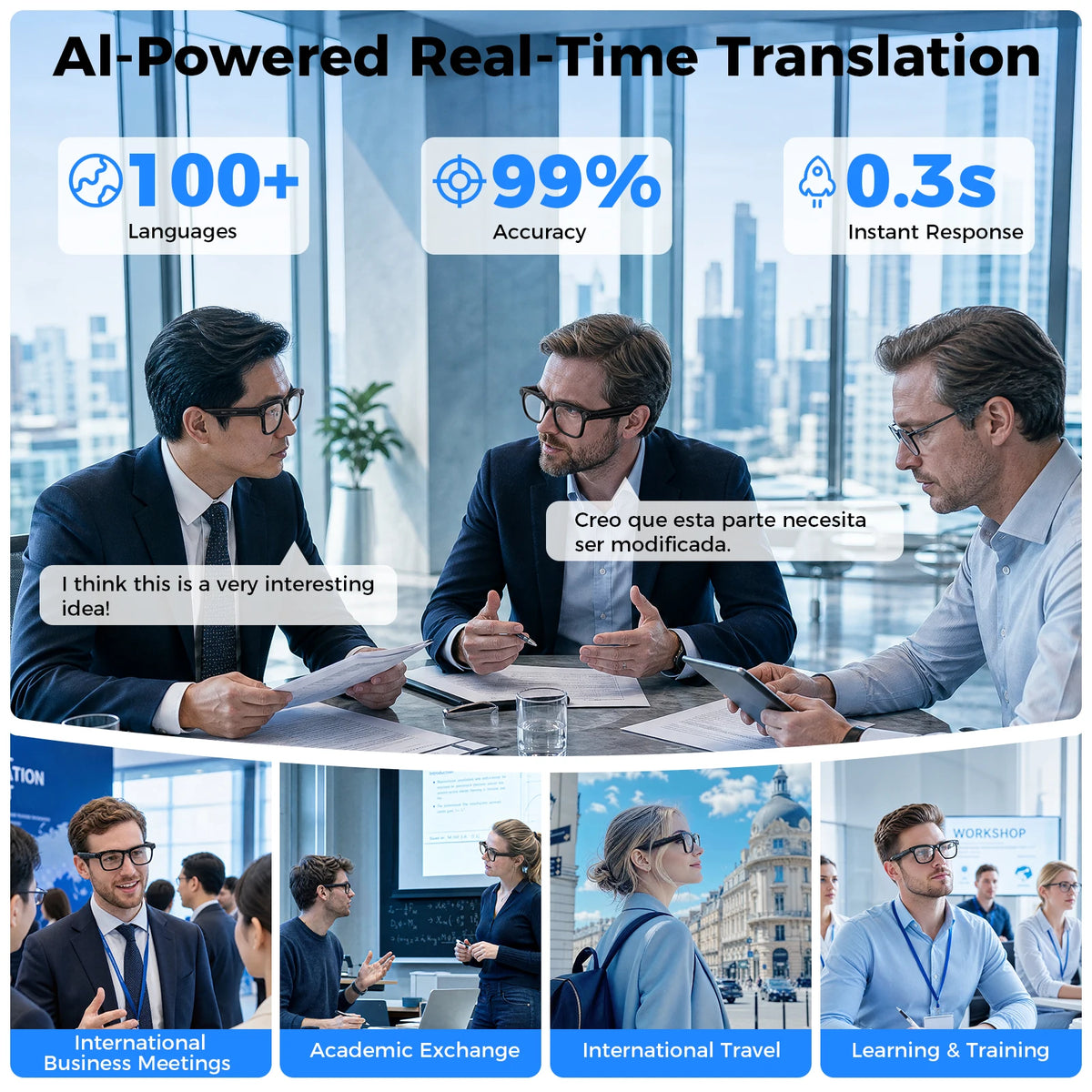 AI Smart Glasses ChatGPT Real-Time Translation 13MP HD Camera Video Recording 100+ Languages Bluetooth Call Music Sunglasses