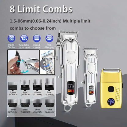 Hair Clippers Electric Razor Shavers for Men USB Rechargeable Clippers and Trimmer Beard Trimmer Barber Kit Professional Clipper