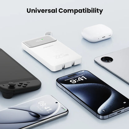 PISEN 22.5W Power Bank 10000mAh With Built-in Type C/L Cables Fast Charging Powerbank LED Display, Portable Charger For iPhone Samsung