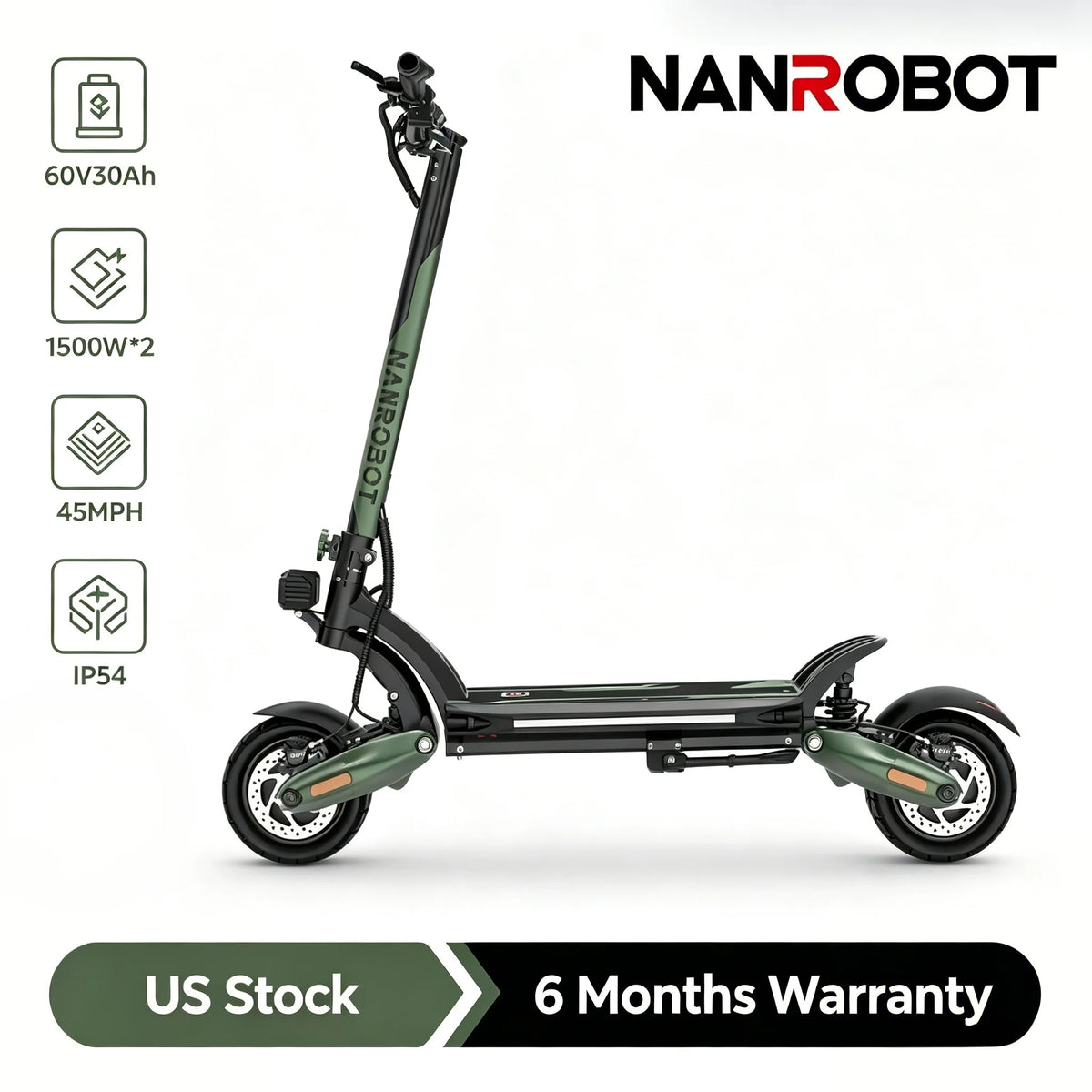 NANROBOT D6+ MAX Electric Scooter for Adults, 3000W Dual Motor, 45 MPH Top Speed, Long-Range Fast Electric Scooter with 10-Inch Off-Road Tires, Foldable Commuter and Sports Scooter
