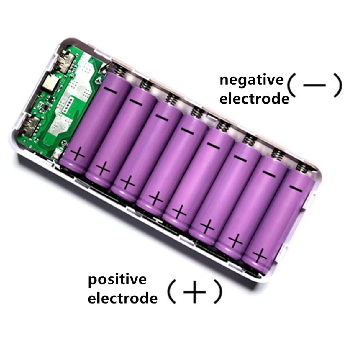 8 Slots 18650 DIY Power Bank Case PD Fast Charging, USB & Type-C Port Battery Storage Box Welding-Free Shell