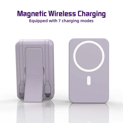 10000mAh Portable Magnetic Wireless Power Bank, 22.5W Fast Charging for All Smartphones, Mobile Power Supply With Back Clip & Foldable Desktop Stand