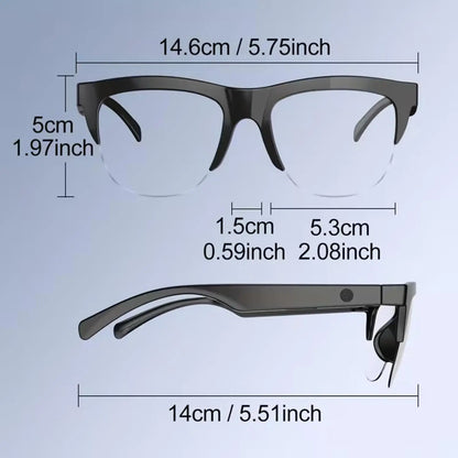 Half Frame Smart Glasses, Built-in Microphone and Speaker, HD Voice Calling,Music Playback and Hands-Free Calling, Suitable for Men and Women