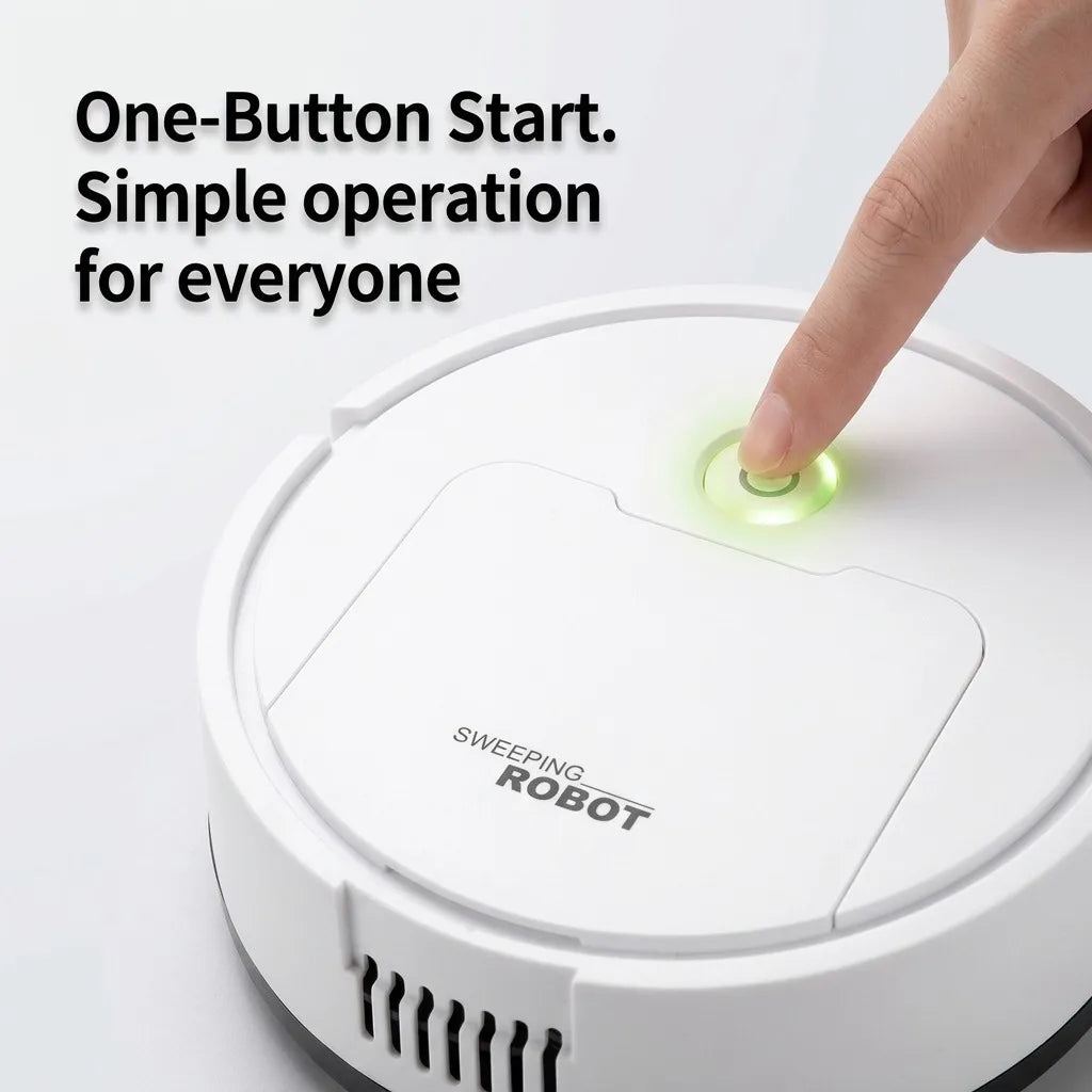Robot Vacuum Cleaner, 3-in-1 Mini Smart Sweeping Mopping Vacuum Machine, 6cm Ultra-Thin Automatic Floor Sweeper for Pet Hair, Hardwood, Tile, Quiet One-Touch Operation, Slim Design for Under Furniture