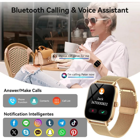 Women's Fitness Tracker Smartwatch: Waterproof Bluetooth Activity Monitor with Heart Rate and SpO2 for Android/iPhone