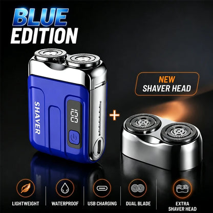 Mini Electric Shaver for Men Portable Rechargeable Beard Shaver USB-C Waterproof Dual Blade Razor with LED Display Travel
