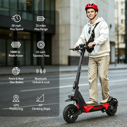 EOEOTWO Electric Scooter, Up to 28 MPH, Long Rang, Dual Suspension & Braking System, Fast Charging, Scooter for Adults, UL Certified