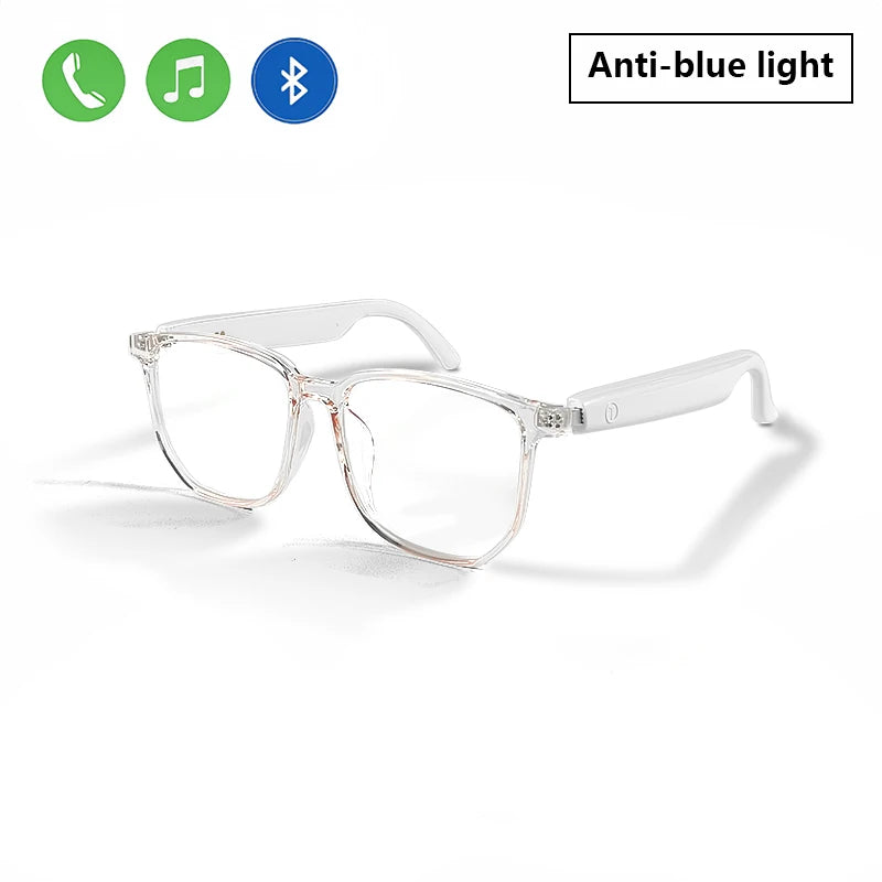 Open Ear Smart Glasses with Bluetooth Speaker, Anti Blue Light Clear Lens, Wireless Audio Glasses for Hands‑Free Call, Music, Daily Wear