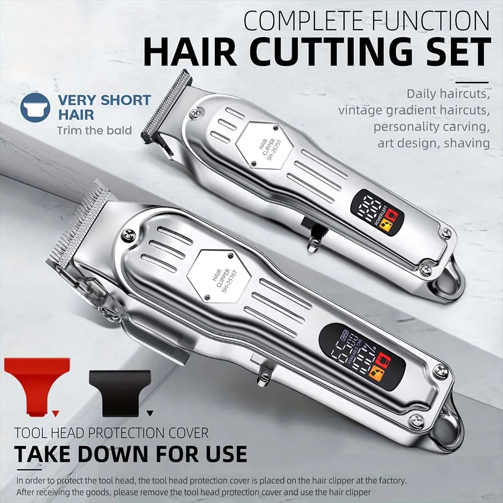 Professional Hair Clipper & Trimmer Set for Men – 3-in-1 /2-in-1/1pc Electric Beard Shaver, Haircut Machine with LCD Display, USB Rechargeable, Multiple Guide Combs, Barber Kit for Home & Salon Use