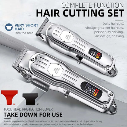 Professional Hair Clipper & Trimmer Set for Men – 3-in-1 /2-in-1/1pc Electric Beard Shaver, Haircut Machine with LCD Display, USB Rechargeable, Multiple Guide Combs, Barber Kit for Home & Salon Use