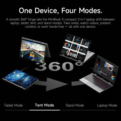 CHUWI MiniBook X 2-in-1 Laptop Intel Core U300 16GB LPDDR4X 512G SSD 10.51 inch FHD 1920x1200 Resolution Ultra-thin Touch Screen Laptop Convenient Office Notebook