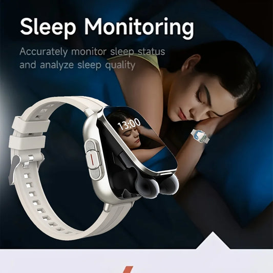 New Smart Watch, Earphone Watch 2-In-1, (Valentine'S Day Gift), Full Touch Sports Smart Watch, Phone Connection/Call, Alarm/Calculator/Music, Riding, Running, Step Counting, Multiple Sports Modes, Fitness Tracker