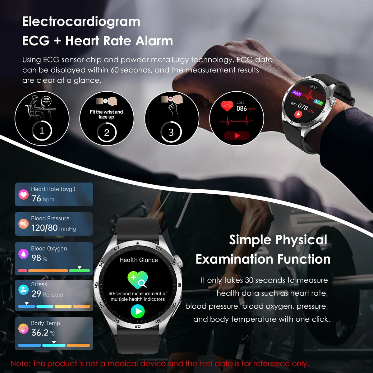 ECG+PPG Health Smart Watch Men Blood Oxygen Uric Acid Blood Pressure Monitoring HD Bluetooth Call AI Watch For iOS Android