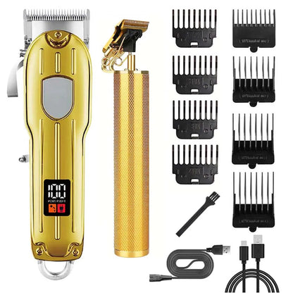 Professional Men's Hair Cutting Kit - 1/2/3pcs Electric Clippers & Trimmers Set with Foil Shaver, Barber Scissors, Combs - Rechargeable Beard Trimmer for Precision Fading & Zero Gap Carving