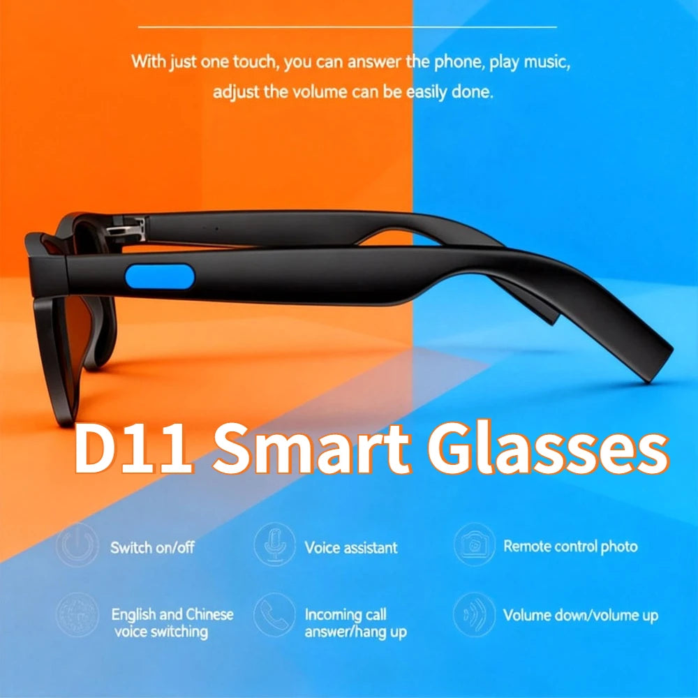 Hot D11 Smart Glasses Hot Recorder Voice Assistant Music Bluetooth AI Shooting Connectivity Sunglasses Video Anti Blue-Light