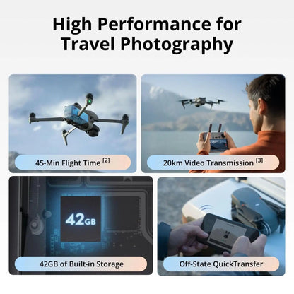DJI Air 3S Drones (DJI RC-N3) Fly More Combo (DJI RC2) with Camera Drone 4K Professional Dual-Camera Drone with 1" CMOS Wide-Angle Camera 4K/60fps HDR Video & 14 Stops of Dynamic Range 45-Min Max Flight Time 20km Transmission