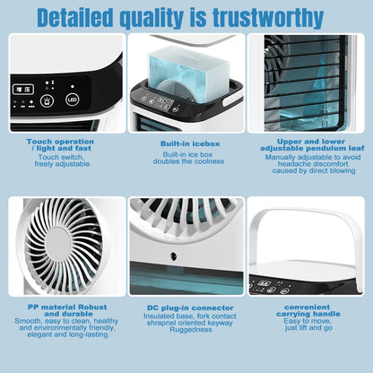Portable Mini Air Conditioner Cooler Fan Personal Evaporative Cooling Fan with Mist Function 3 Speed Desktop Mini Fan for Home Office