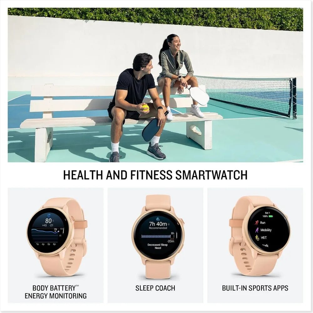 GPS Smartwatch: AMOLED, Long Battery, Heart Rate, Sleep, Music Storage, Water Resistant