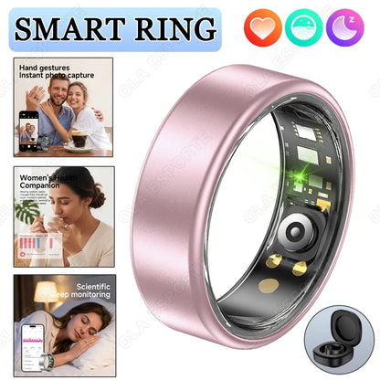 New Smart Ring with Case Heart Rate Blood Pressure Sleep Monitoring GPS Tracking IP68 Waterproof Men Women Smart Rings Gift Ring