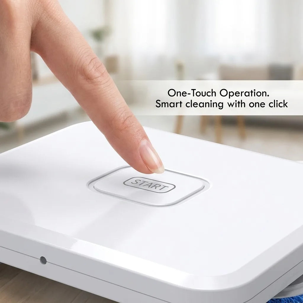 Robot Mop Cleaner, Automatic Dual Turntable Smart Mopping Machine for Hard Floors, Wet and Dry Use, Slim 6cm Low Profile for Under Furniture, Intelligent Home Floor Sweeper, 27.5 x 24.5cm