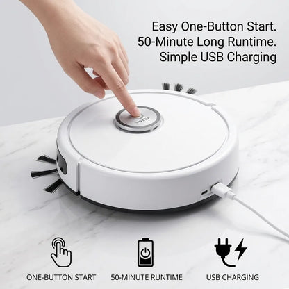 Robot Vacuum Cleaner, 4.5cm Ultra-Slim Robotic Vacuum for Pet Hair & Hard Floor, 45dB Quiet Automatic Floor Sweeper with 50-Min Runtime, Smart Obstacle Avoidance Mini Sweeping Robot for Home & Office