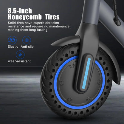 36V 7.8Ah 8.5'' Electric Scooter Up to 19MPH Max Speed 350W Brushless Motor Max 21Miles Long Range Foldable Escooter for Adults App Control for Commuter