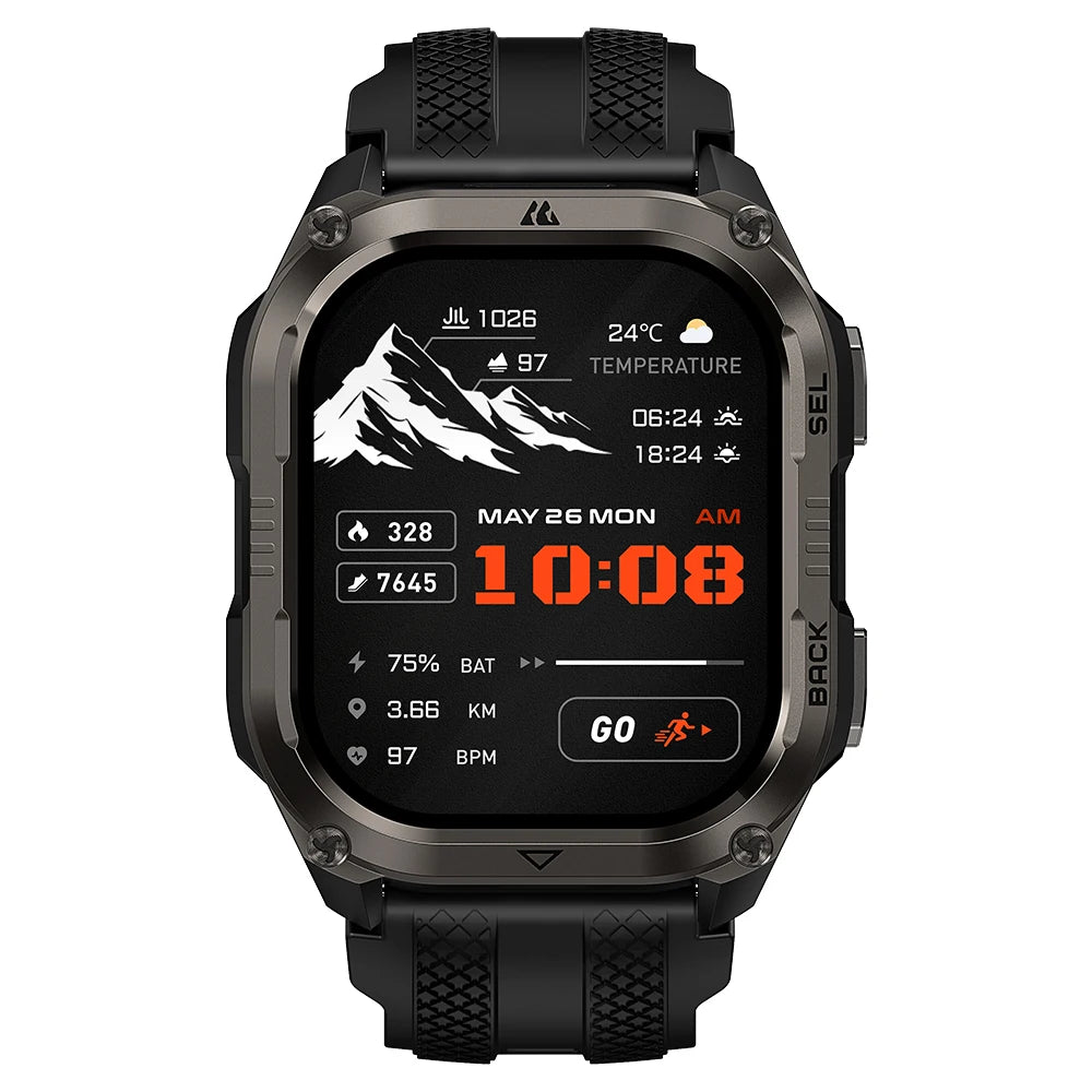 2026 KOSPET PULSE 2 Rugged Military Smartwatch Men Dual Band GPS 6 GNSS AMOLED 1.96" 5ATM IP69 LED Flashlight 170+ Sports