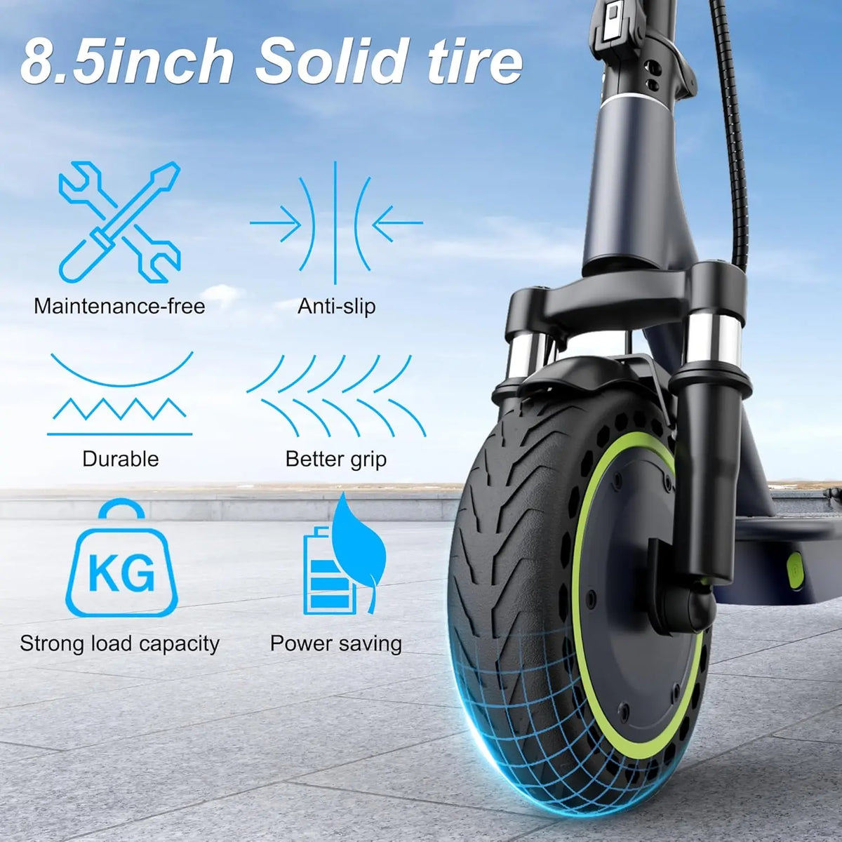 Roinside Electric Scooter- 8.5" Solid Tires, Up to 19MPH, 350W Motor, Max 22Miles Long-Range Foldable Escooter for Adults Adults Scooter with Double Braking System,Dual Shock Absorption System App Control
