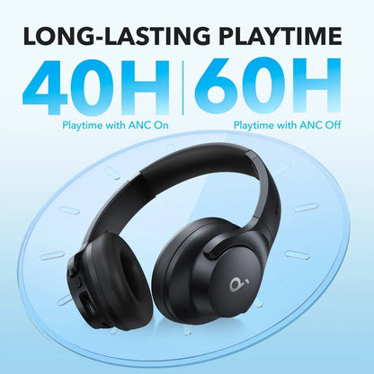Soundcore by Anker Q20i ANC Headphones, Wireless Over-Ear, 40H, Hi-Res Audio, Deep Bass, App Control, Transparency (Refurbished)