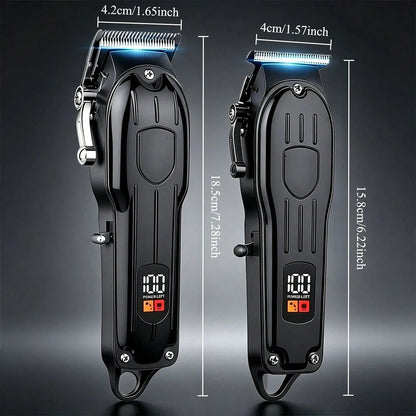 Professional Hair Clipper and Trimmer Set Rechargeable Electric Haircut Machine with LCD Display Barber Shears Grooming Kit for Men,Holiday Gift For Men