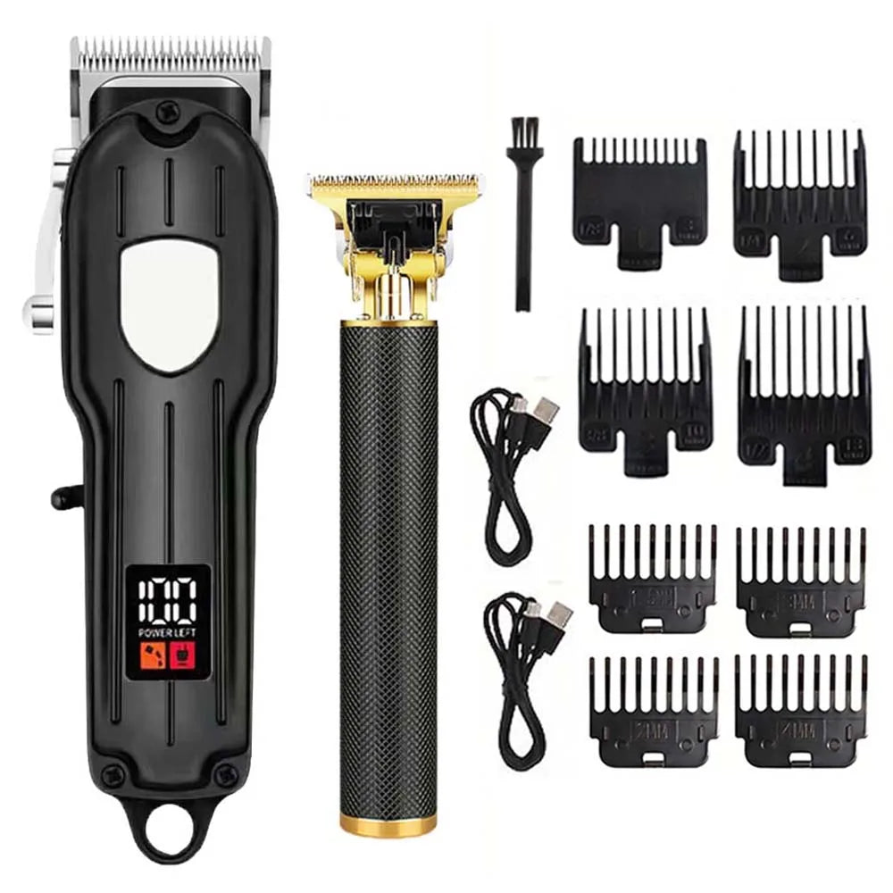 Professional Cordless Hair Clipper Set with Digital Display, T-Blade Trimmer & Hair Clipper &  Guide Combs Hair Grooming for Men’s  Barber Salon-Grade Haircutting at Home Gifts for Men