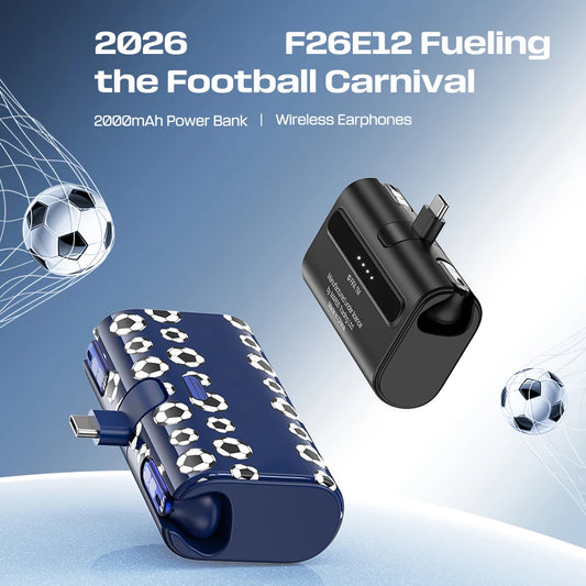 F26E12 Wireless Headphones for Type-c&IOS with Powerbank for Ultra Long Battery Bluetooth Earphones Travel Work Comfort In-ear Earbuds