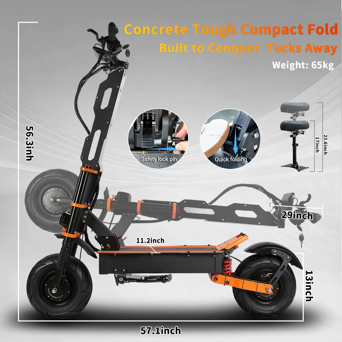 Toursor X8P Electric Scooter 60V 40Ah 10000W Dual Power 60MPH with LCD Lights (No additional off-road tires are provided in the US region)