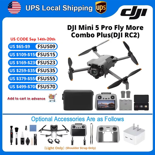 DJI Drones with a Camera | Mini 5 Pro Fly More Combo Plus | Drone 4K Professional Imaging for Vlog and Travel | with Optional Accessories 3 Batteries | All-Round Obstacle Sensing