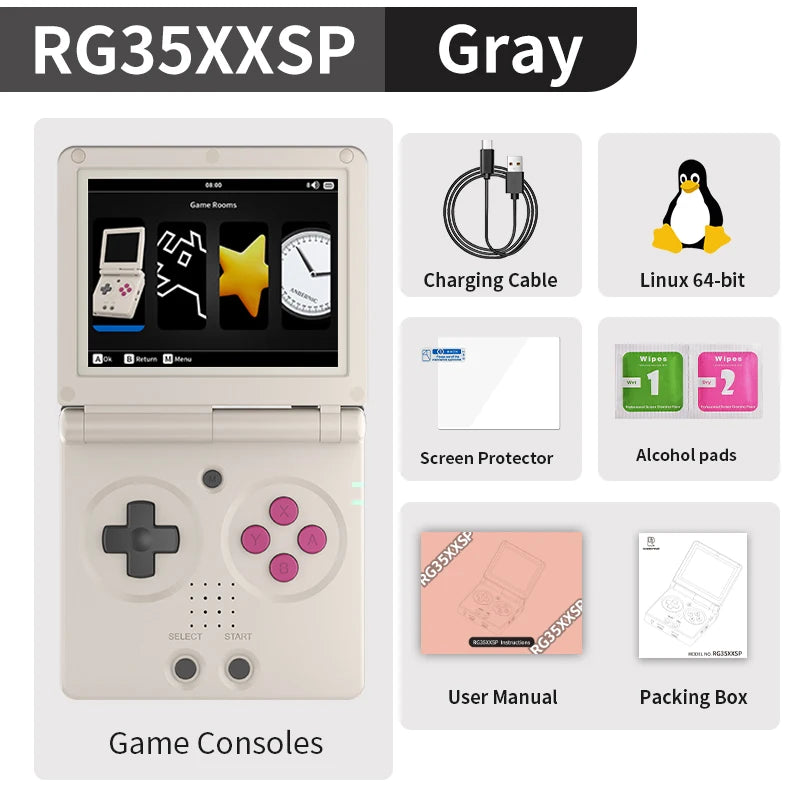 ANBERNIC RG35XXSP Flip Retro Handheld Game Console Linux 64bit WiFi Bluetooth Retro Video Gaming Console Online Play HDMI-TV Out