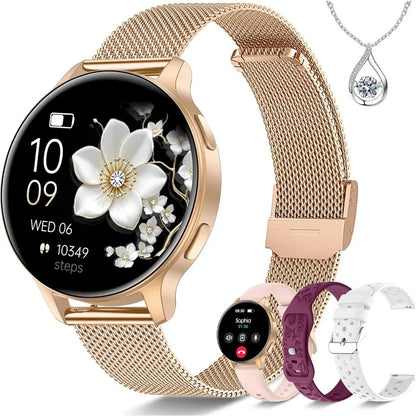 1.27" HD Fitness Tracker for Women: 4 Bands, Necklace, Heart Rate, 120+ Modes, Call & Notifications, Android & iPhone, 40mm