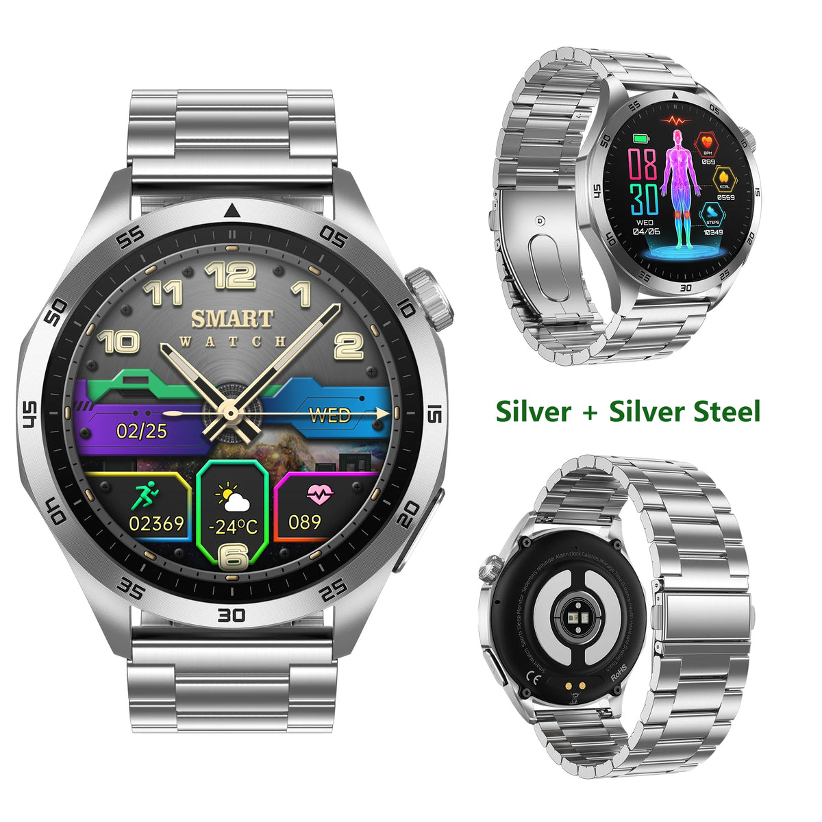 ECG+PPG Health Smart Watch Men Blood Oxygen Uric Acid Blood Pressure Monitoring HD Bluetooth Call AI Watch For iOS Android