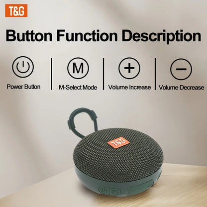 TG352 Bluetooth Speaker with Carry Rope, Bluetooth 5.3 Wireless Audio, USB Rechargeable, Hangs on Bags & Bicycles, Compatible with Phone/PC/Tablet, Great for Travel, Party, Outdoor Use & Gift Giving