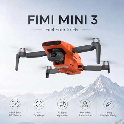 MINI 3 GPS Camera Drone, 4K/60fps UHD Video, 48MP Photos, 3-Axis Mechanical Gimbal, 9KM HD Image Transmission, 32-Min Max Flight Time, Level 5 Wind Resistance, Intelligent Follow, One-Key Return to Home, Foldable Portable Qua