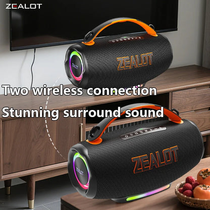 ZEALOT-S167 Portable Bluetooth Speaker 100W Outdoor Wireless Speaker IPX6 Waterproof Party Camping Speaker 12-Hour Battery Life Speaker for Birthday Parties Blue Speaker High-Quality Sound with Excellent Bass