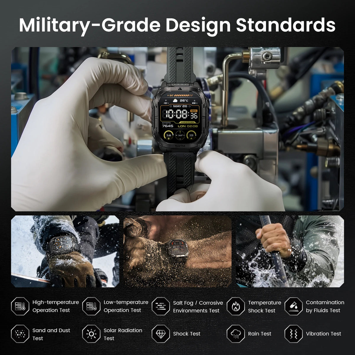 KOSPET TANK M4C Advanced GPS Smartwatch for Men MIL-STD-810H Tough 5ATM Waterproof Integrated Flashlight & Health Tracking