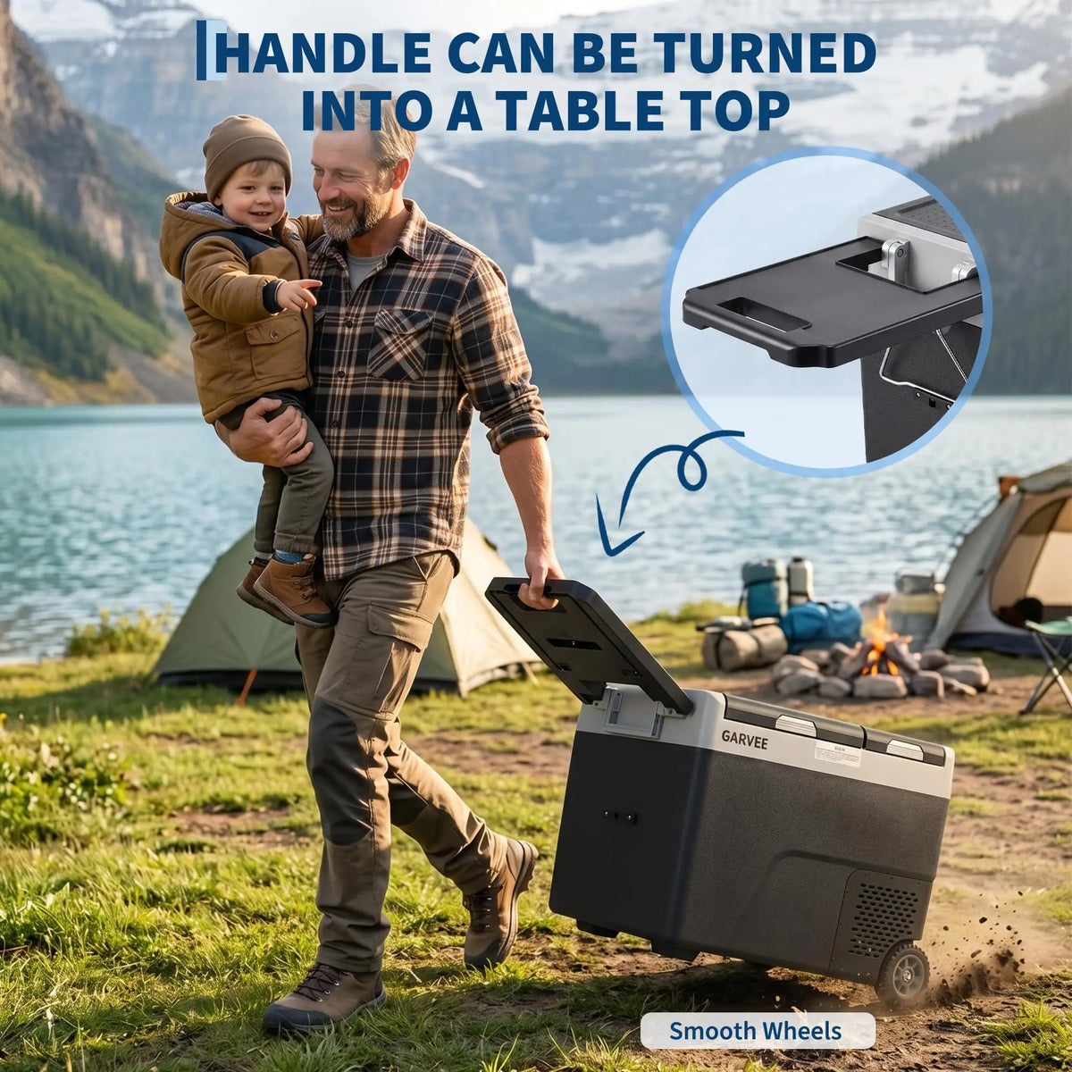 40QT(38L) Car Refrigerator,12/24V DC & 100-240V AC Compressor Electric Cooler,Dual Zone,APP Control,-4℉-68℉,Portable Refrigerator with Wheels for Outdoor Camping,Travel Vehicles Home Use