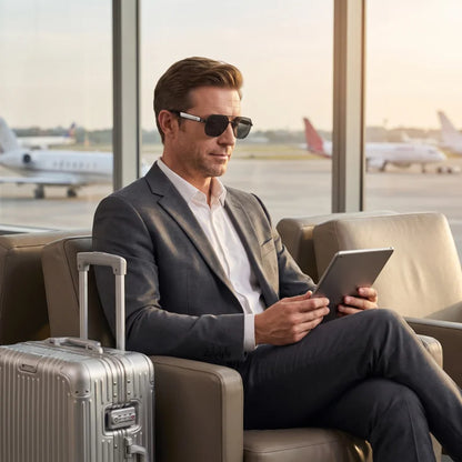 AI-powered smart glasses with metal double-bridge frames, magnetic charging, and color-changing lenses; multifunctional audio glasses with built-in microphone and speaker, suitable for casual travel and everyday office use